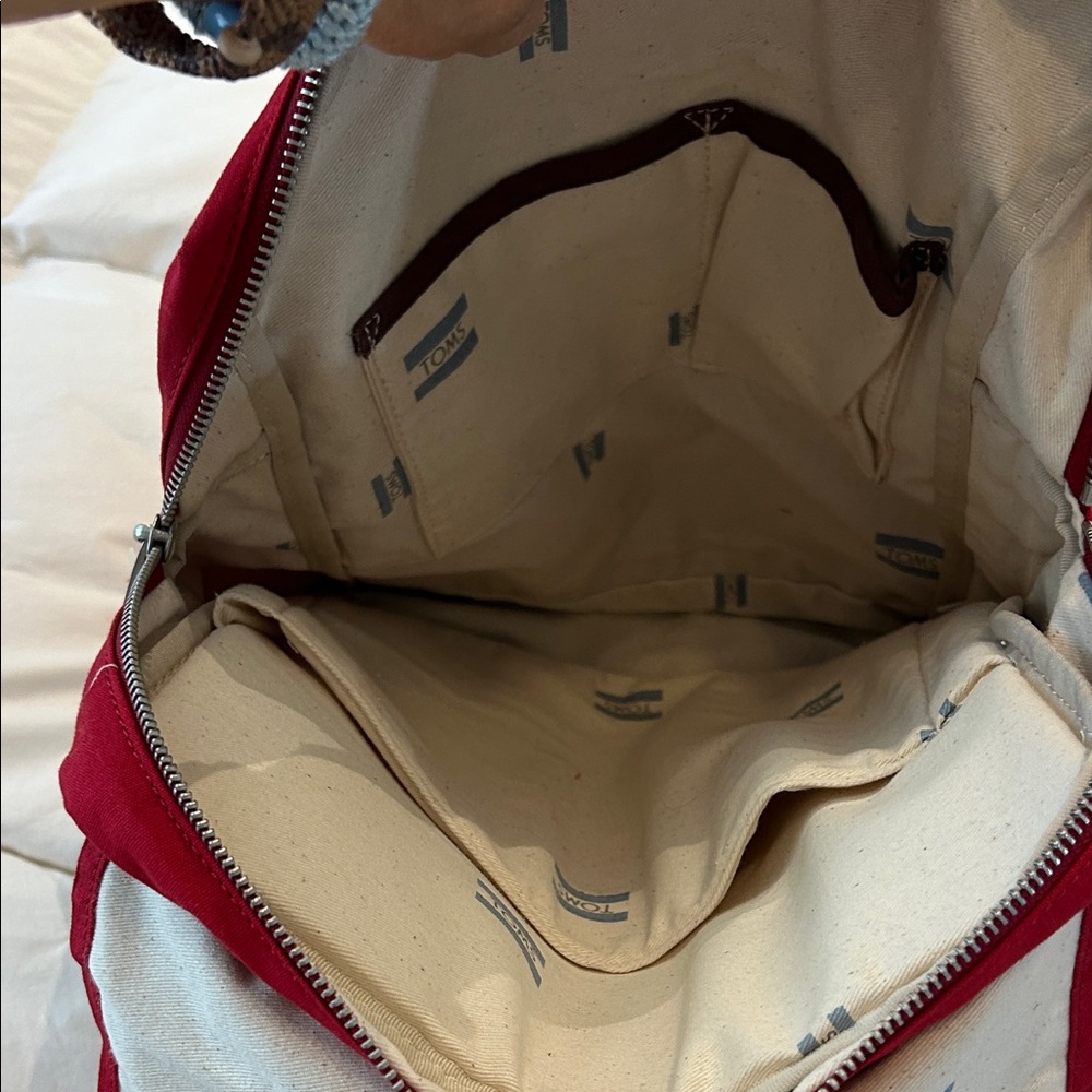 TOMS Trekker Utility Canvas Red and Brown Backpack - Picture 6 of 6